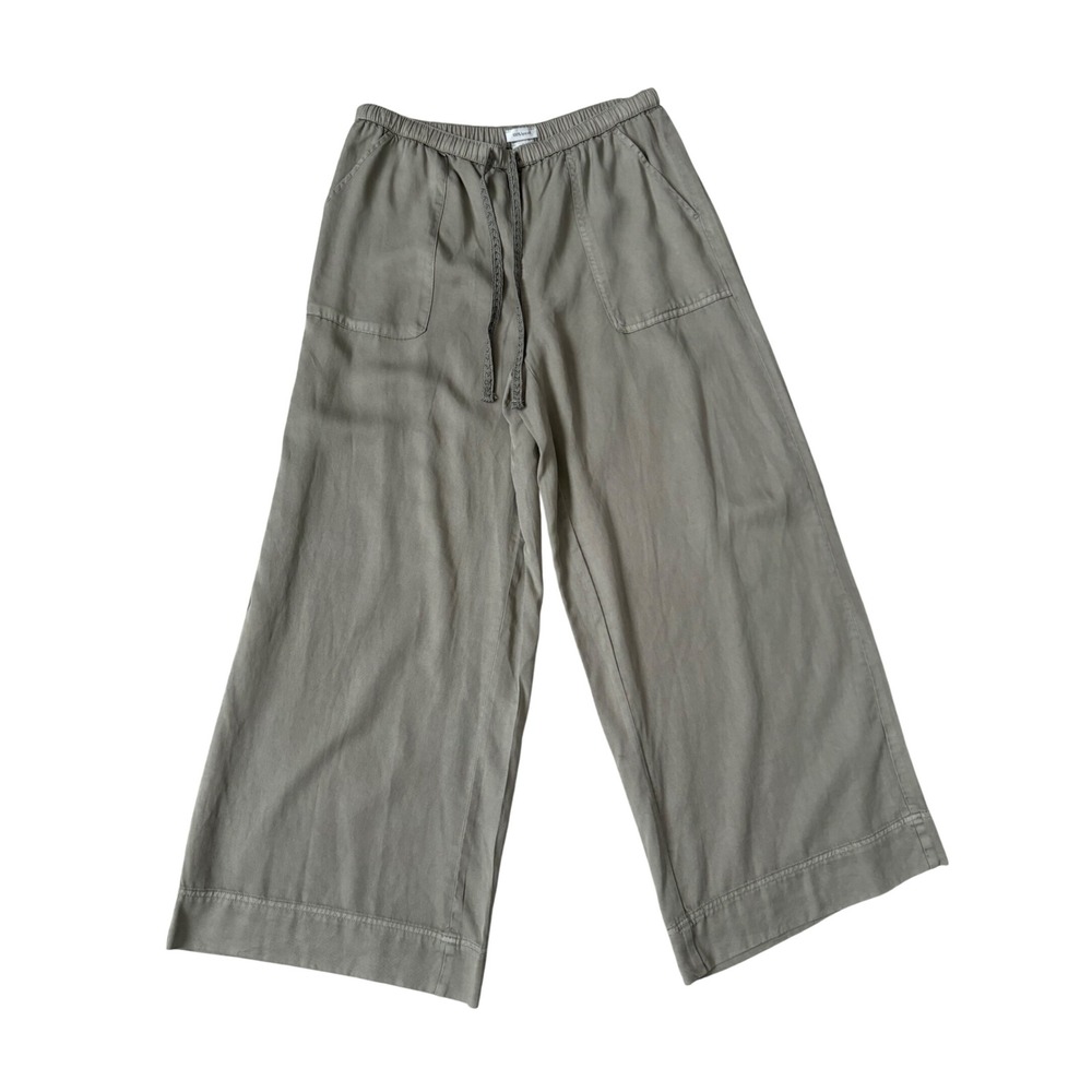 Joie Lagenlook Olive Green Culottes Lyocell Wide Leg Drawstring Crop Pants L